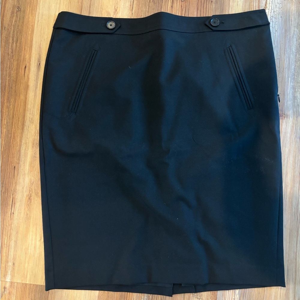 LOFT Black Pencil Skirt with Button Detail